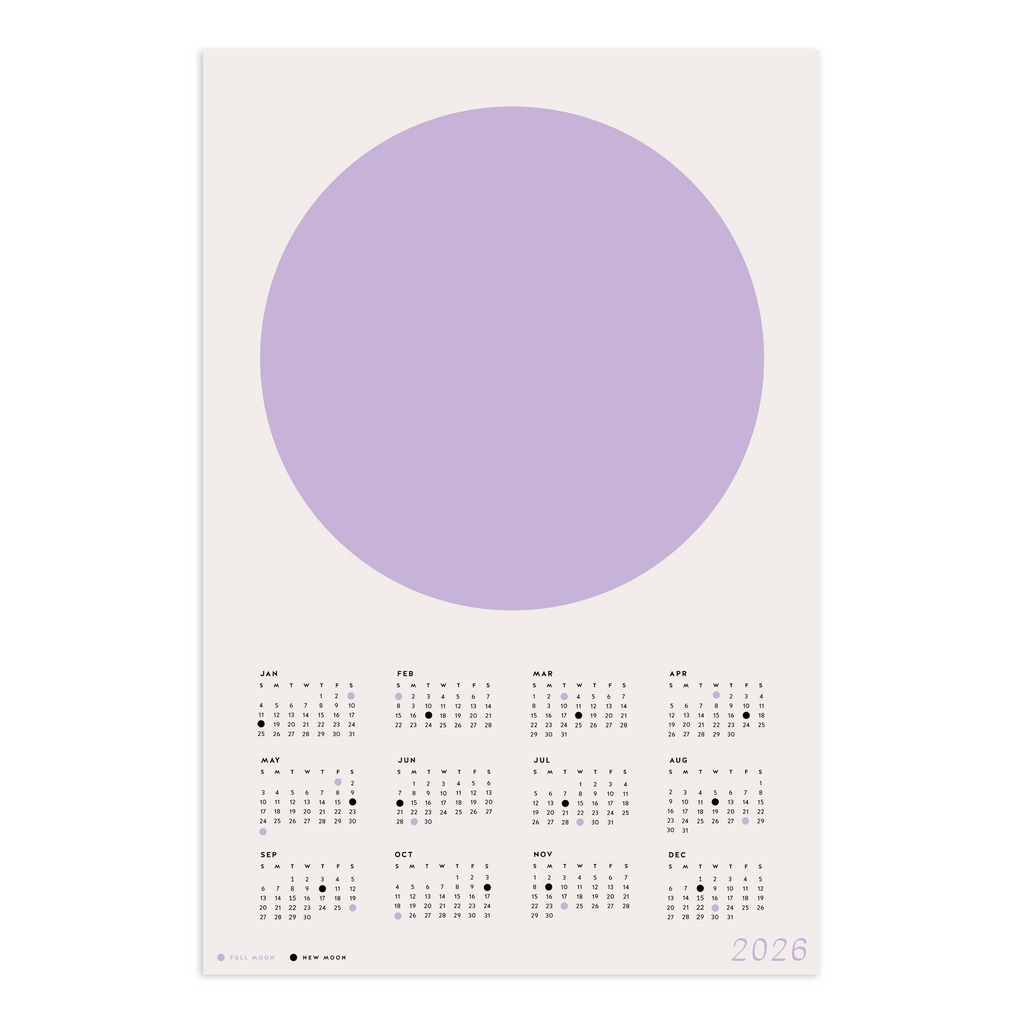 2026 Minimalist Moon Calendar - Lavender – Worthwhile Paper