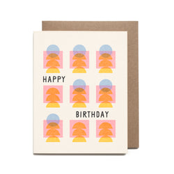 Happy Birthday Grid Risograph Card