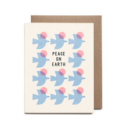 Blue Birds Peace Risograph Card