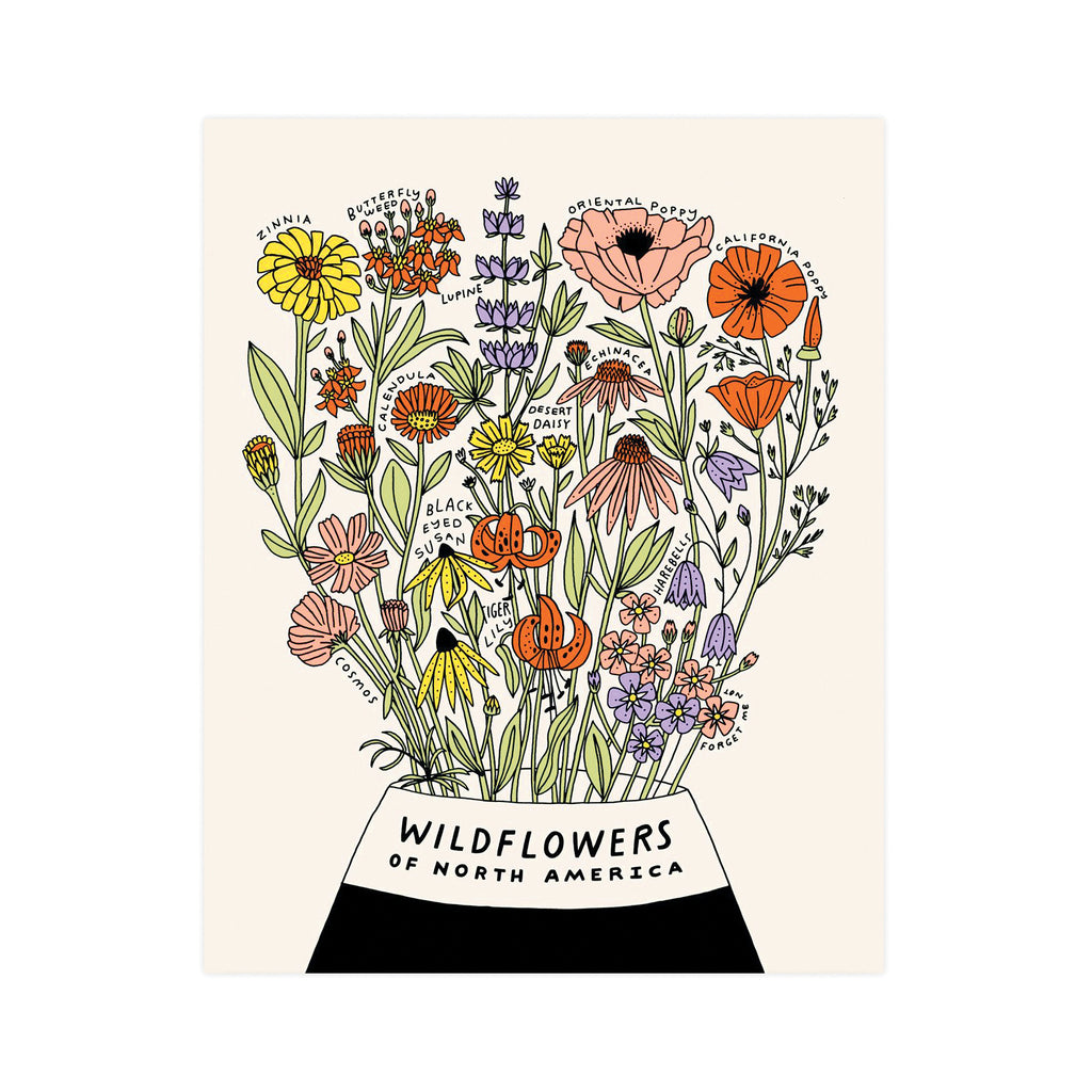 油彩 絵画 『Wild Flowers 2025』丸形 直径15cm 絵画 原画 Wildflowers of North America 11x14 Botanical Screen Print