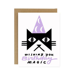 Birthday Magic Black Cat Screen Printed Card