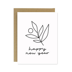 Happy New Year Branch Screen Printed Card