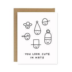 Cute in Hats Riso Printed Card