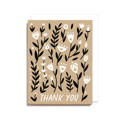 Thank You Floral Pattern Screen Printed Card