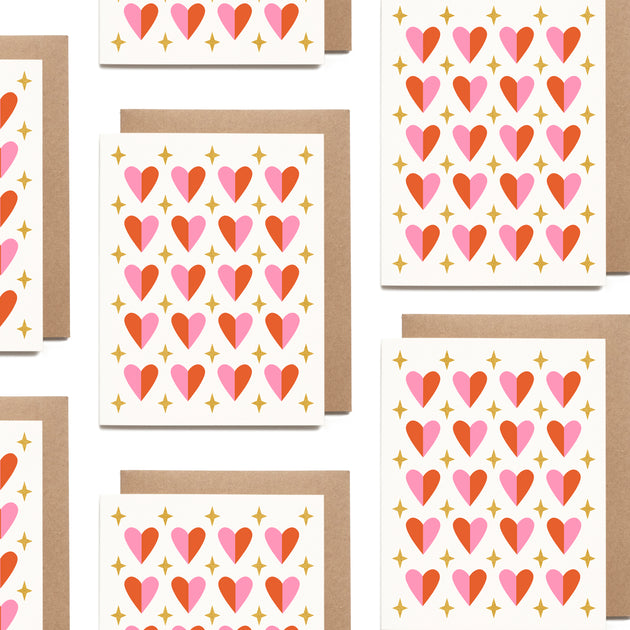 Sparkly Heart Pattern Valentine Card