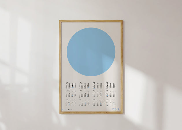 2024 Minimalist Moon Calendar - Blue