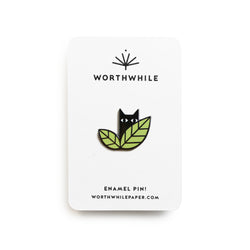 Cat in Leaves Enamel Pin