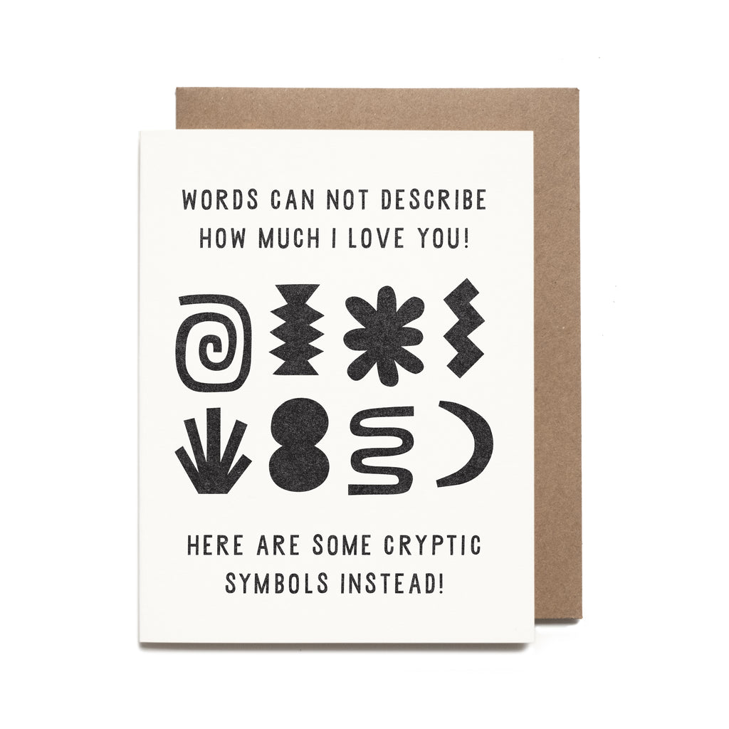 Cryptic Symbols Risograph Love Card – Worthwhile Paper