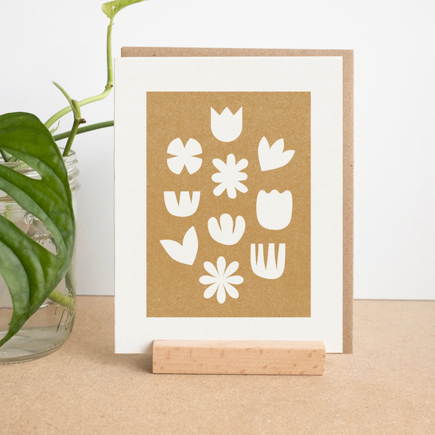 Pressed Flower Shapes Risograph Card