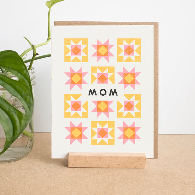 Mom Quilt Risograph Card