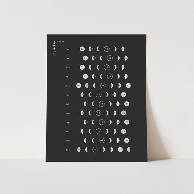 2026 Little Moon Chart - Black and White