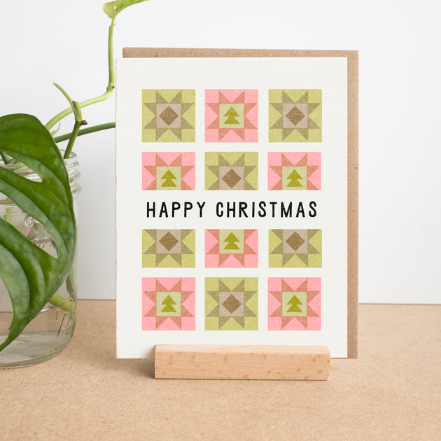 Christmas Quilt Risograph Card