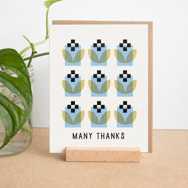 Many Thanks Grid Risograph Card