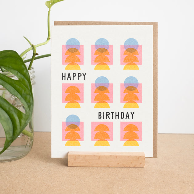 Happy Birthday Grid Risograph Card