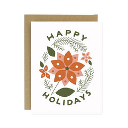 Happy Holidays Poinsettia Card