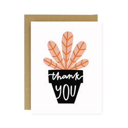 Thank You Potted Plant Screen Printed  Card
