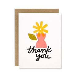 Thank You Flower Vase Screen Printed Card