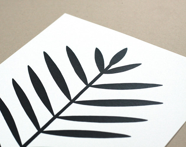 Modern black palm leaf 11x14 Screen Print